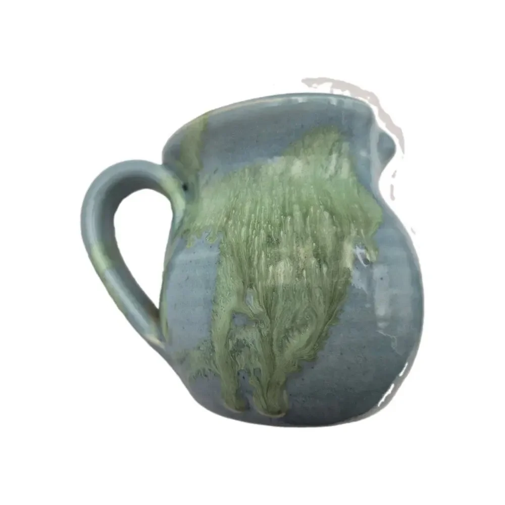 Signed Pottery Blue/Green Creamer Sugar 3.5